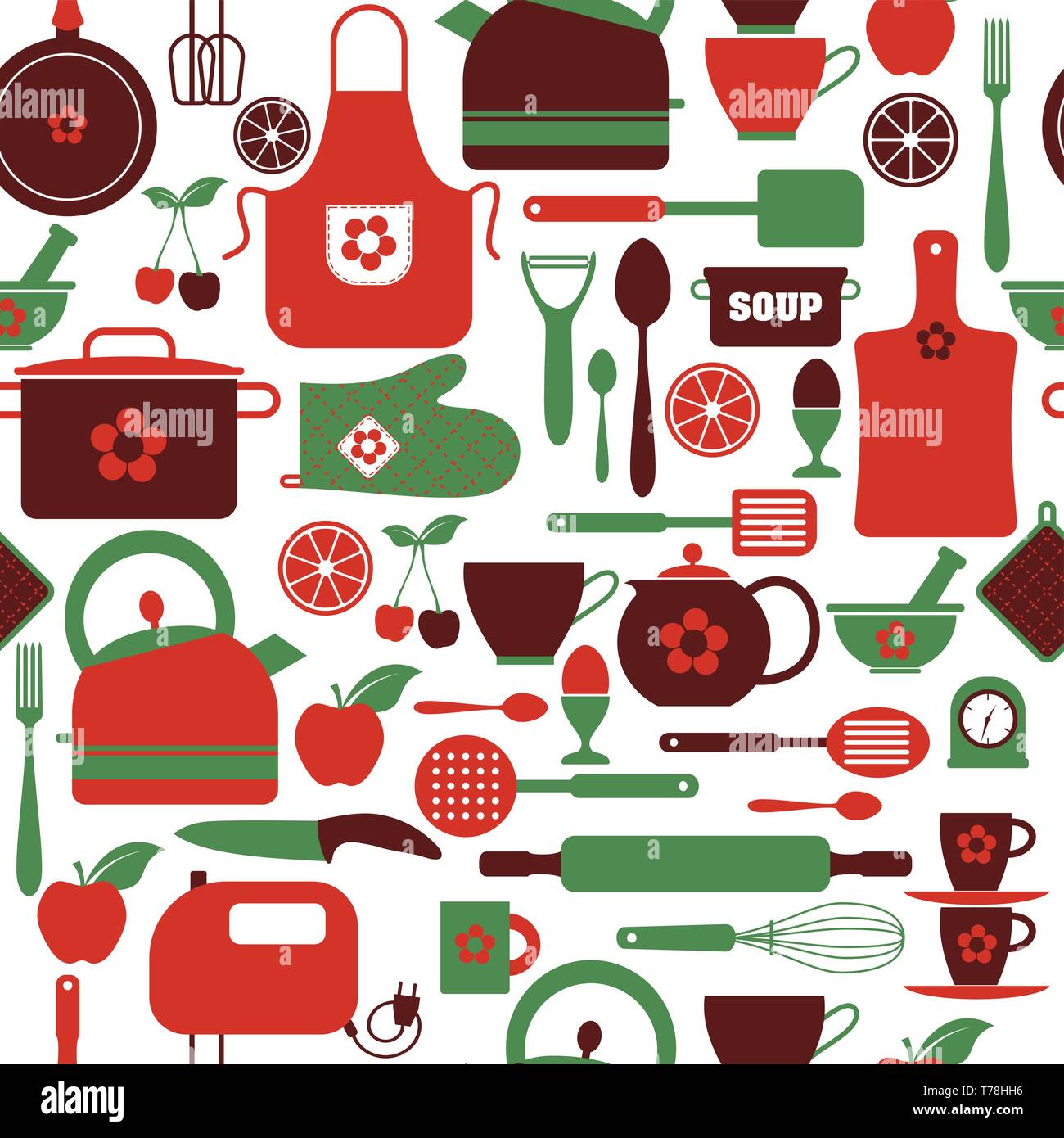Seamless pattern kitchen tools. Abstract pattern of kitchen. Stock Vector