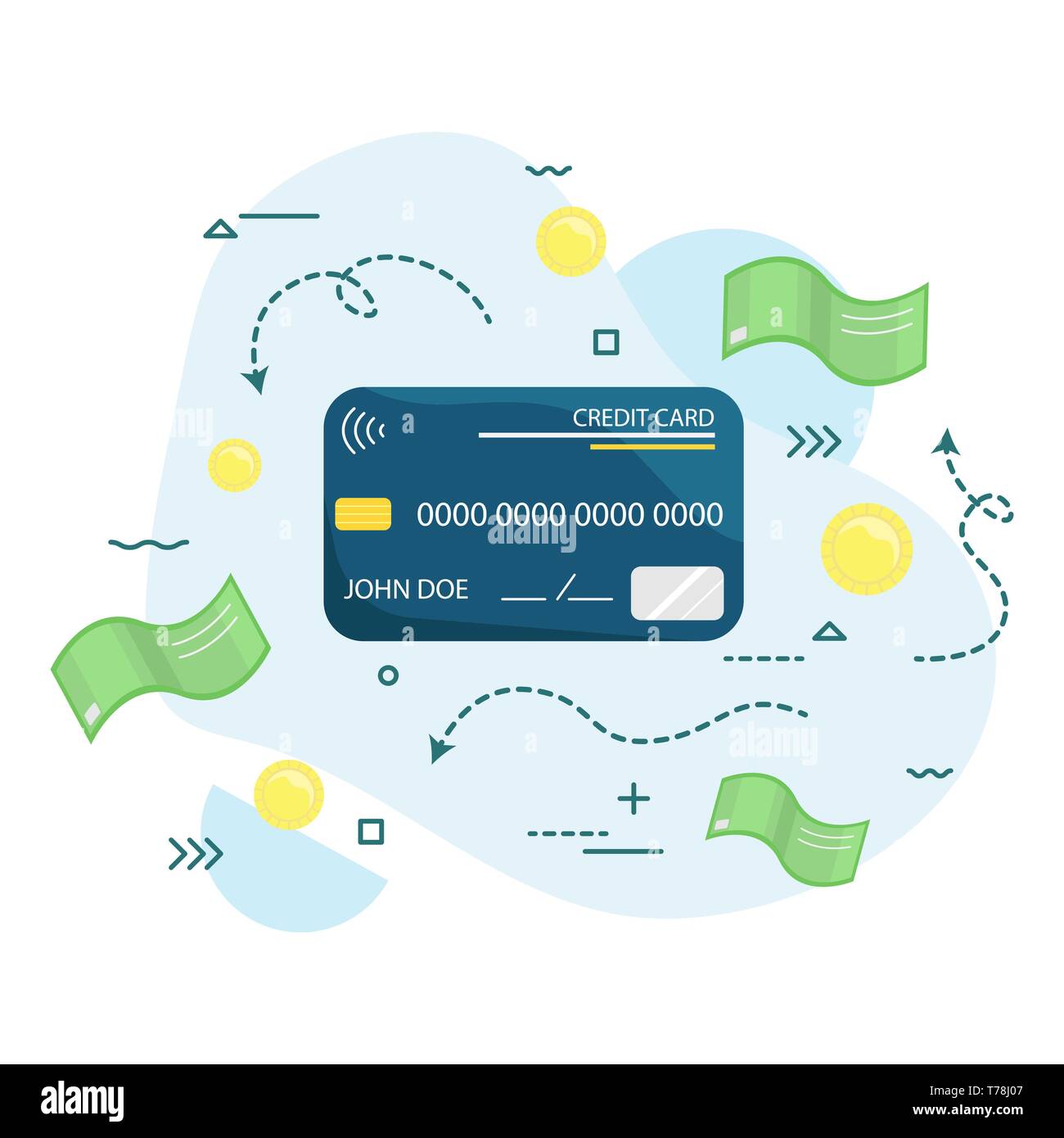 Vector credit card. Payment. Wireless. Modern technology. Flat vector illustration Stock Vector