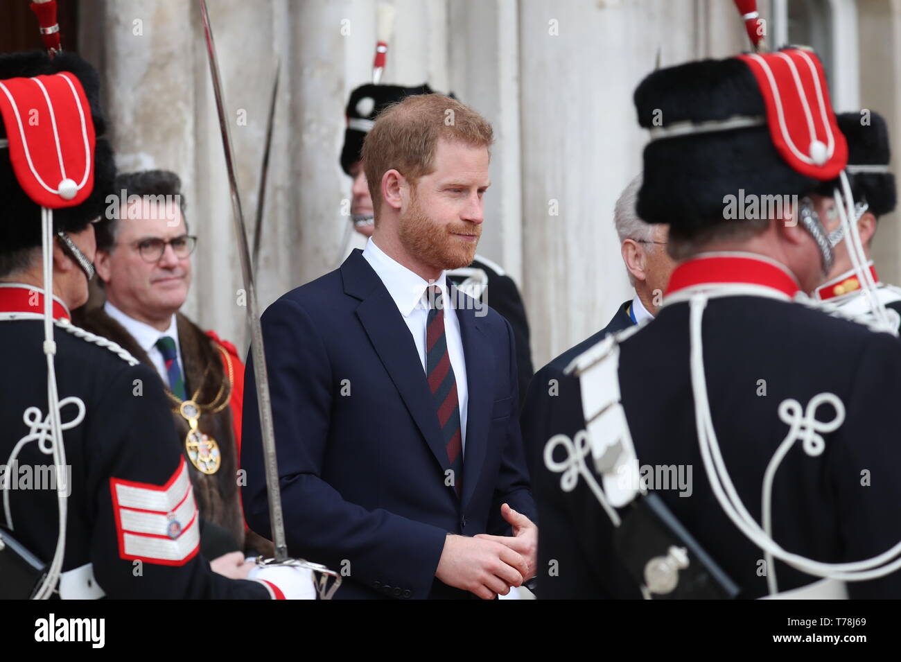 Prince Harry, Duke of Sussex attends the 12th annual Lord Mayor’s Big Curry Lunch in aid of the three National Service Charities: ABF The Soldiers’ Charity, the Royal Navy and Royal Marines Charity and the Royal Air Force Benevolent Fund  Featuring: Atmosphere Where: London, United Kingdom When: 04 Apr 2019 Credit: John Rainford/WENN Stock Photo