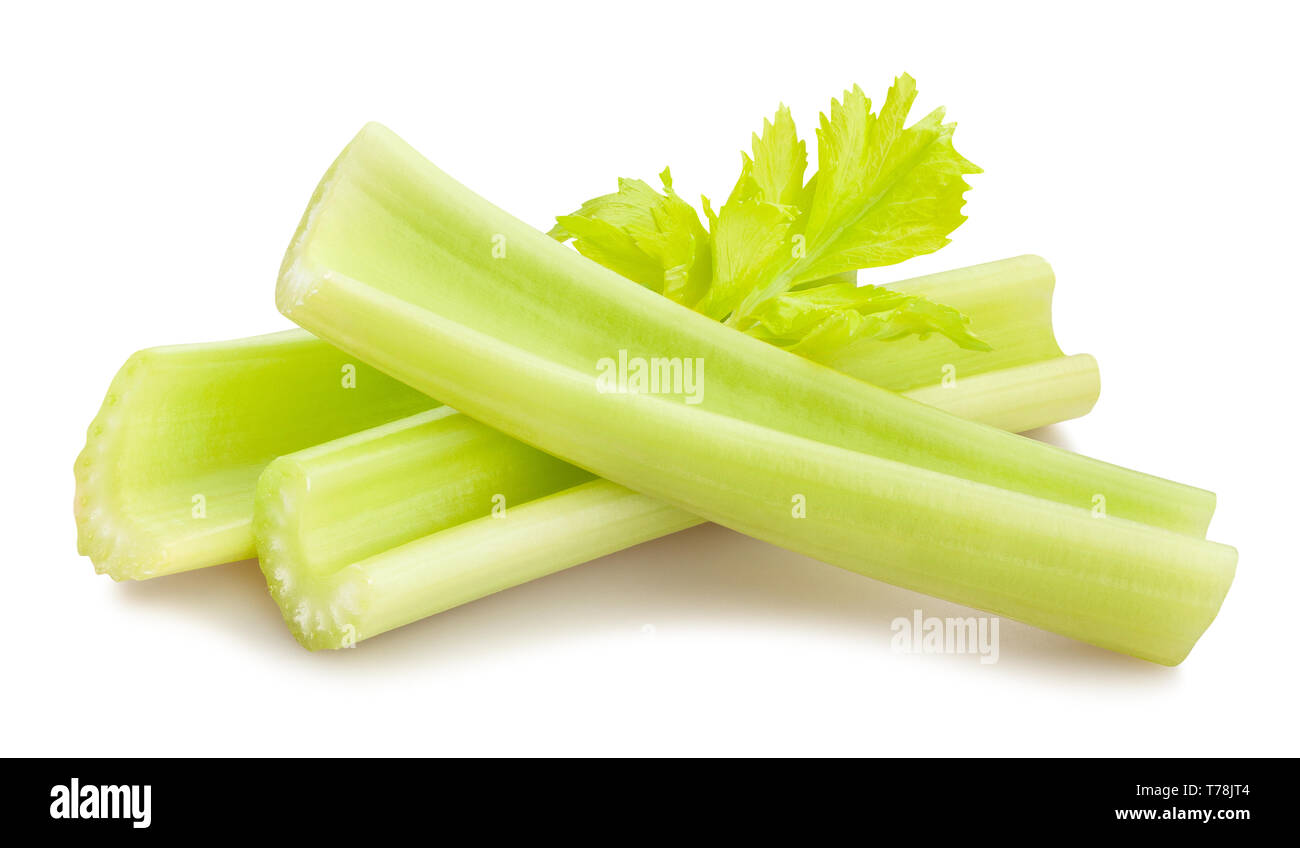 celery sticks path isolated Stock Photo