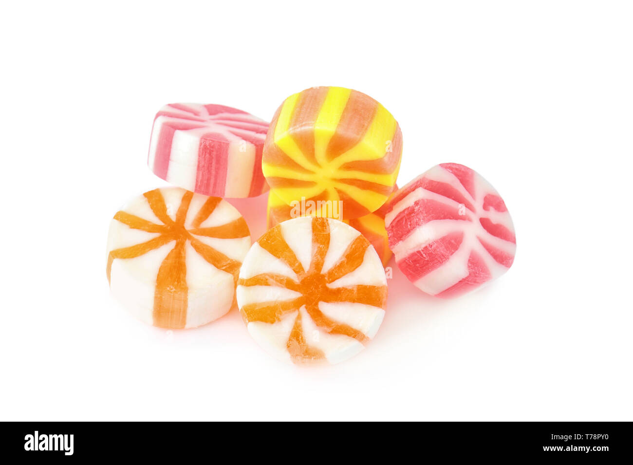 Colorful candies on white background Stock Photo - Alamy