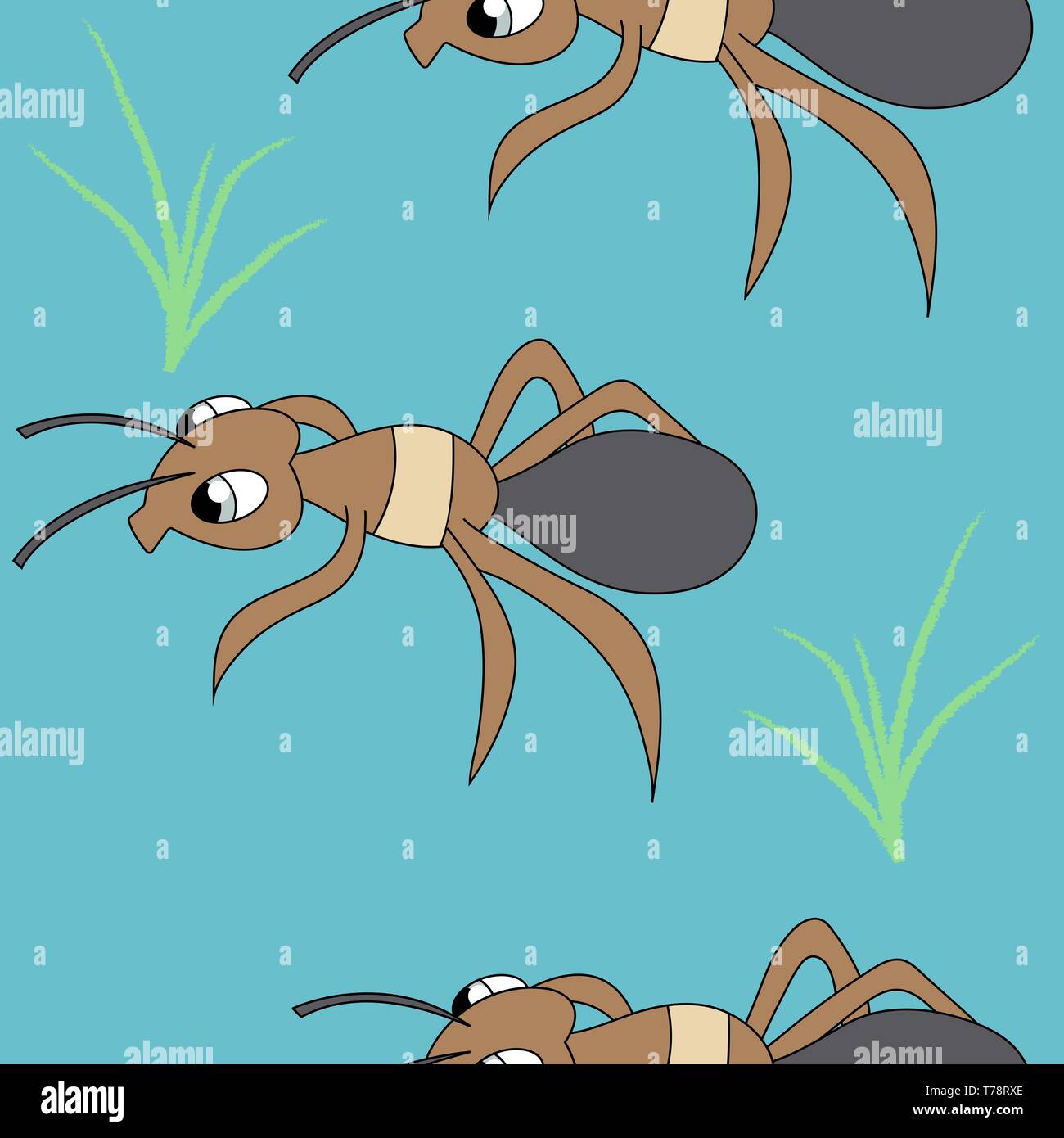 cute ants. seamless stock vector illustration pattern Stock Vector