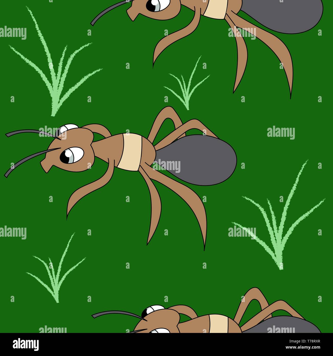 cute ants. seamless stock vector illustration pattern Stock Vector