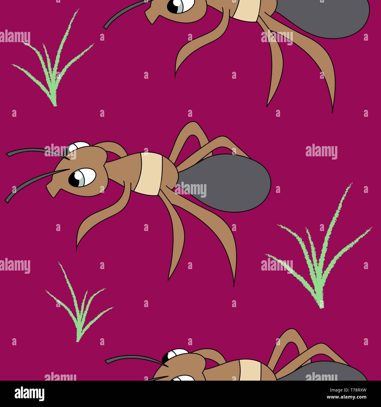 cute ants. seamless stock vector illustration pattern Stock Vector
