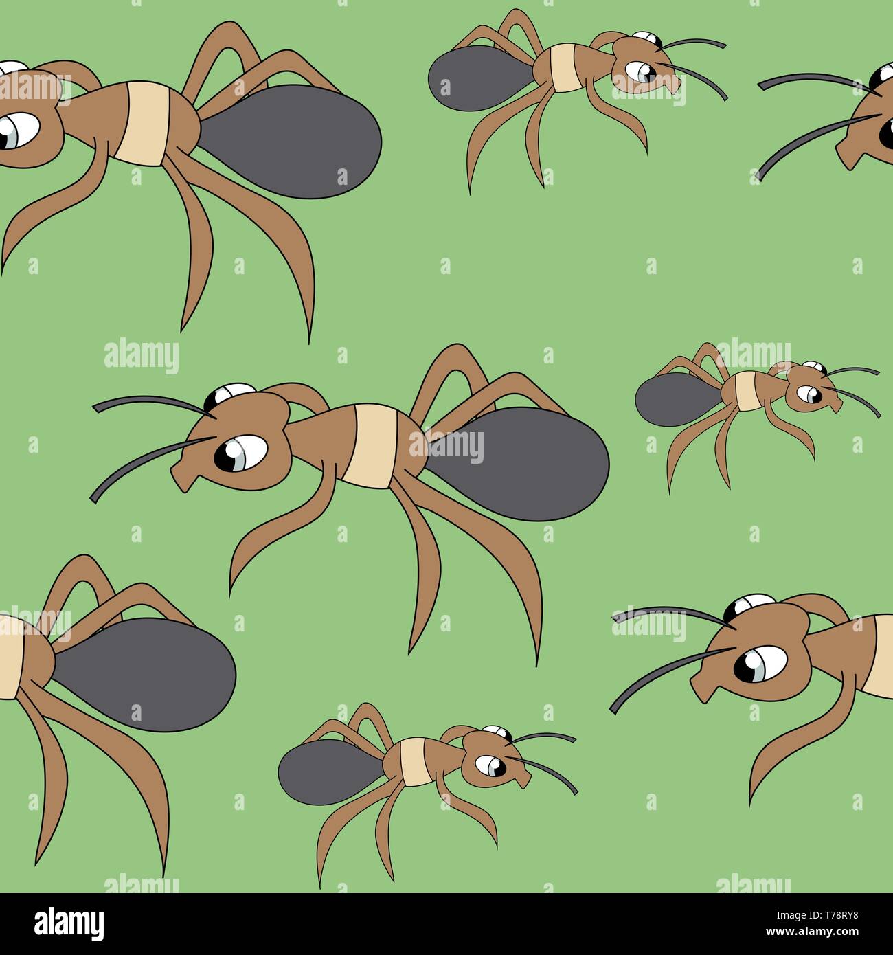 cute ants. seamless stock vector illustration pattern Stock Vector