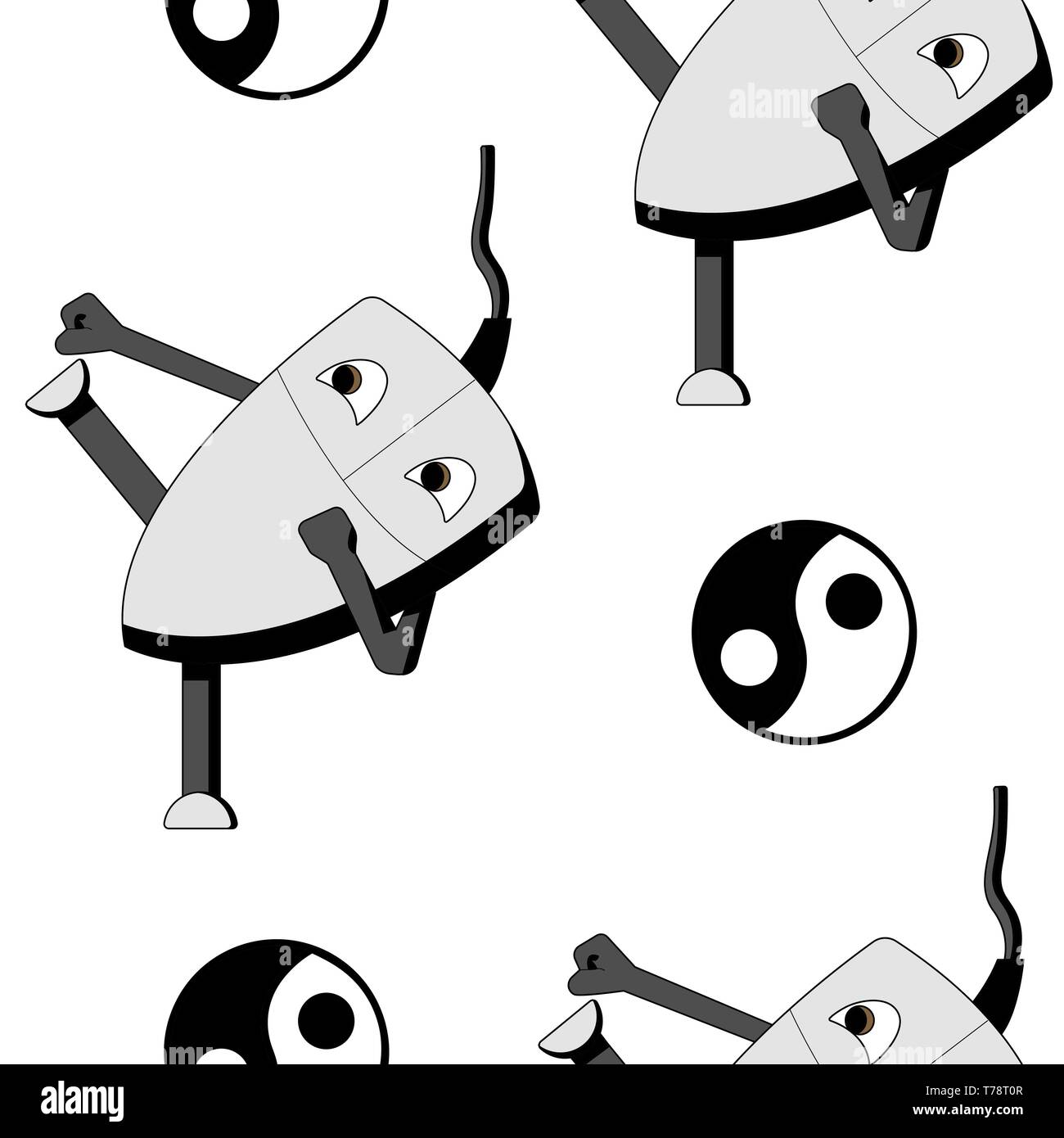 Kung fu computer mouse. seamless vector pattern Stock Vector