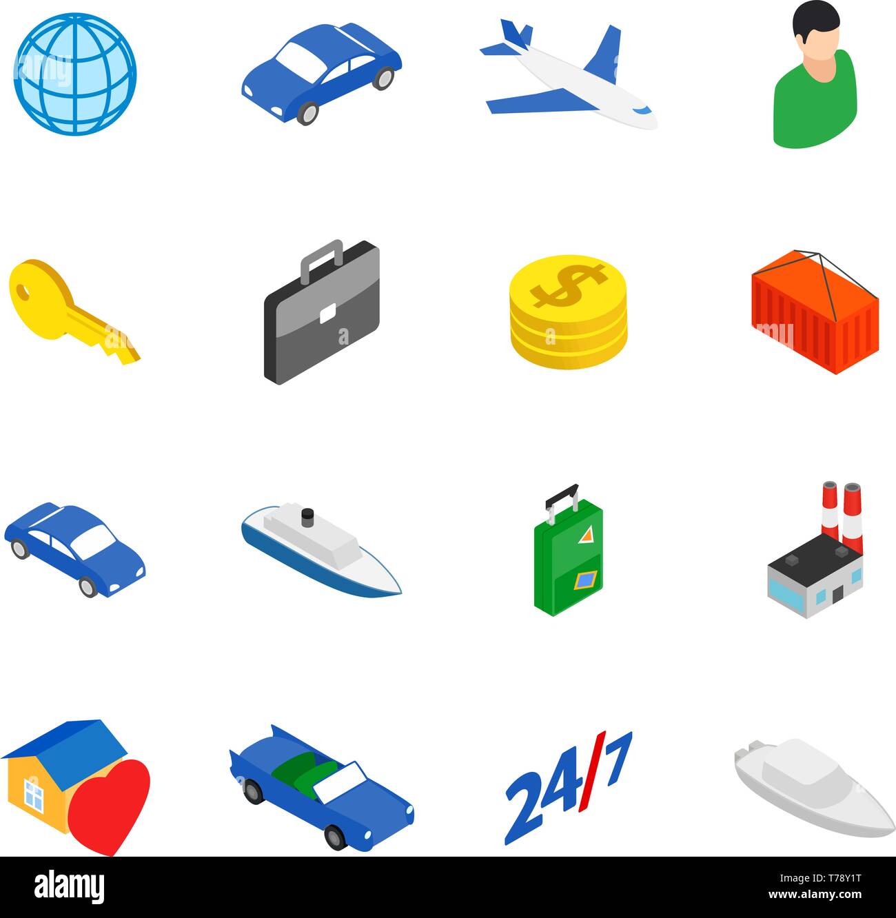 Movement icons set, isometric style Stock Vector