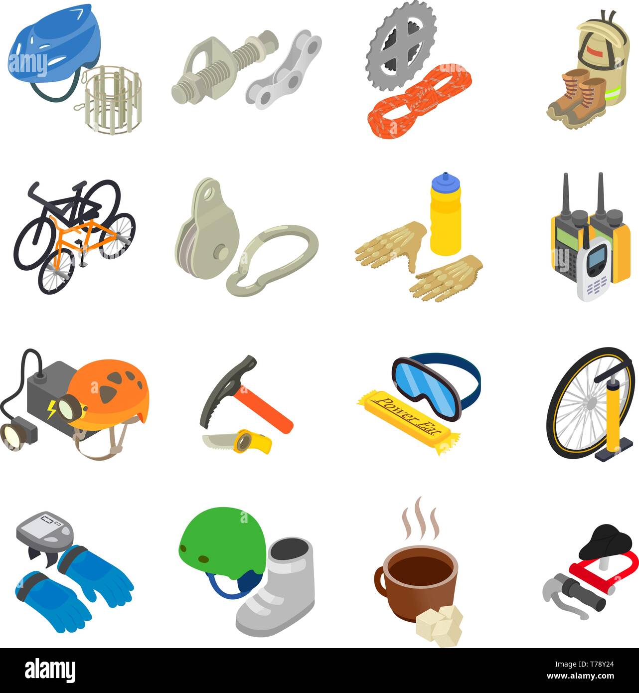 Mountain travel icons set, isometric style Stock Vector