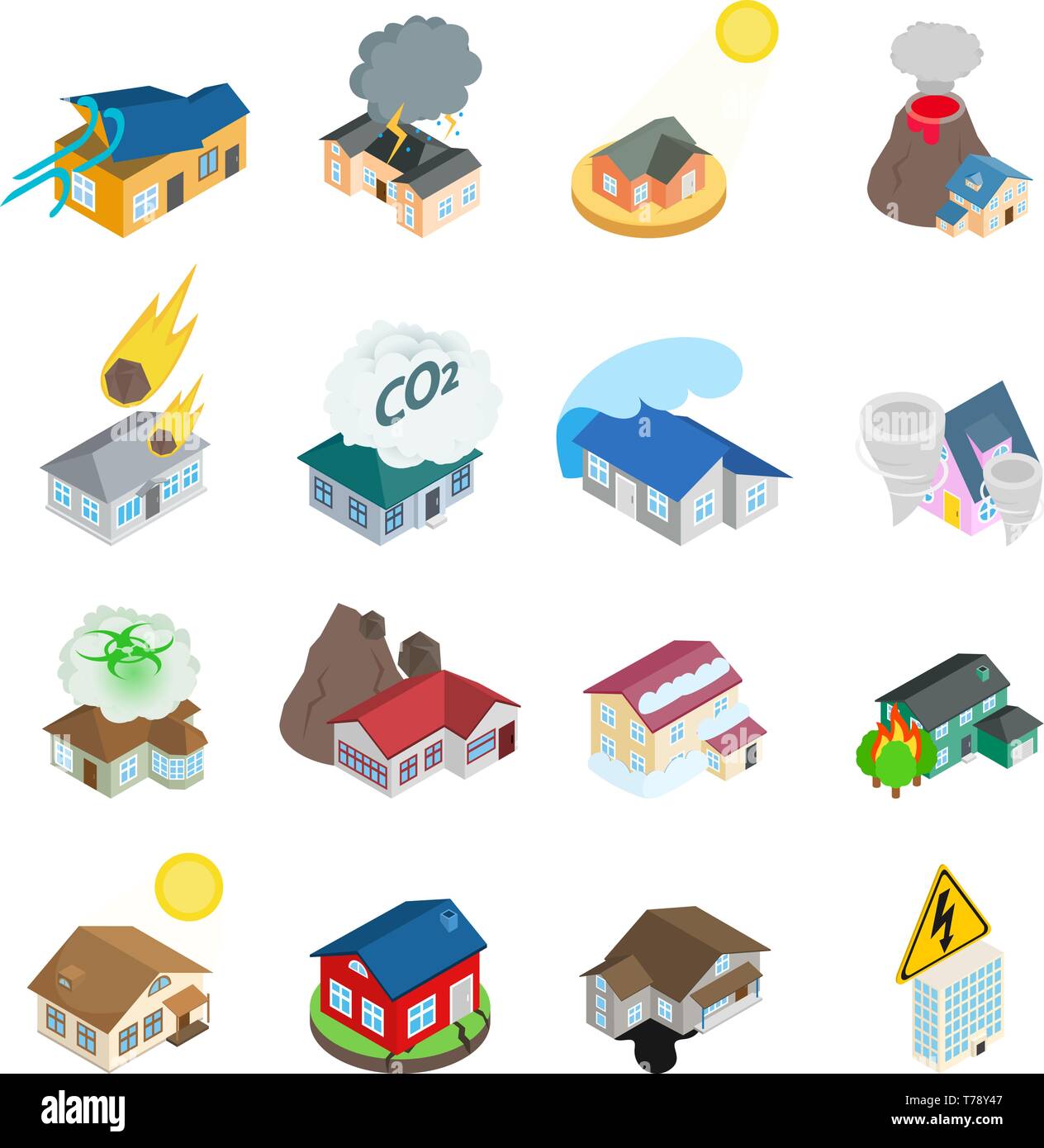 Dangerous environment icons set, isometric style Stock Vector Image ...
