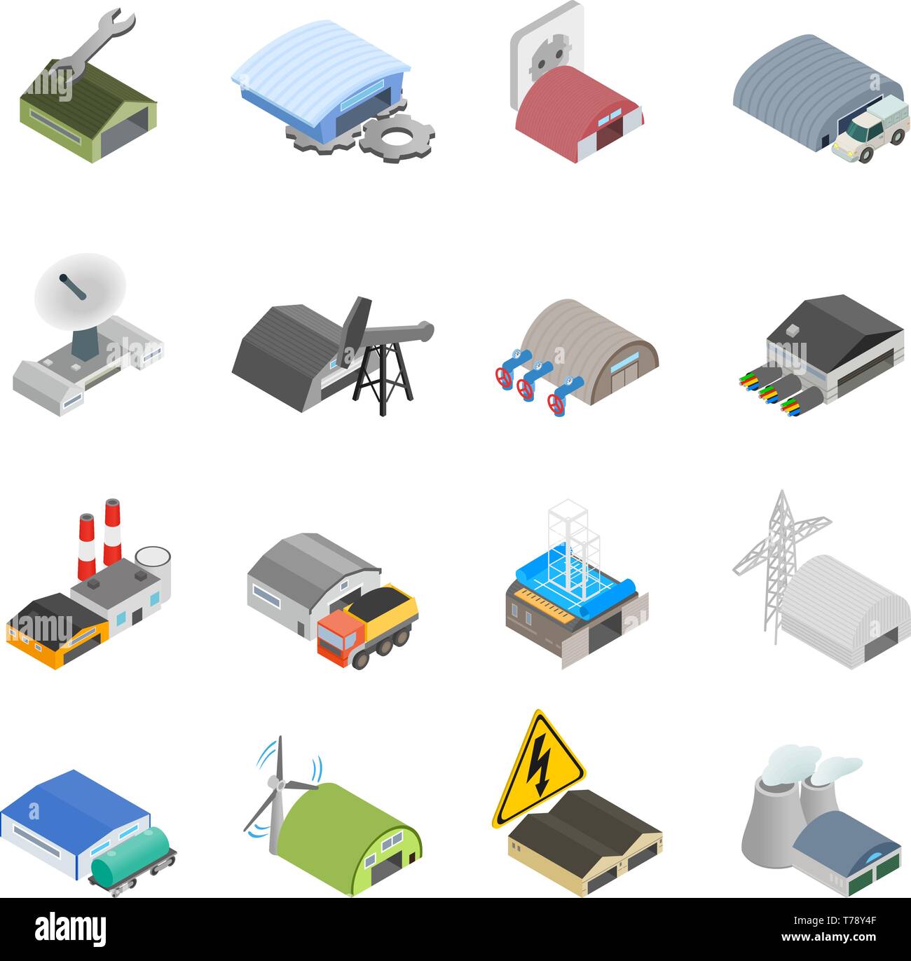 Storehouse icons set, isometric style Stock Vector