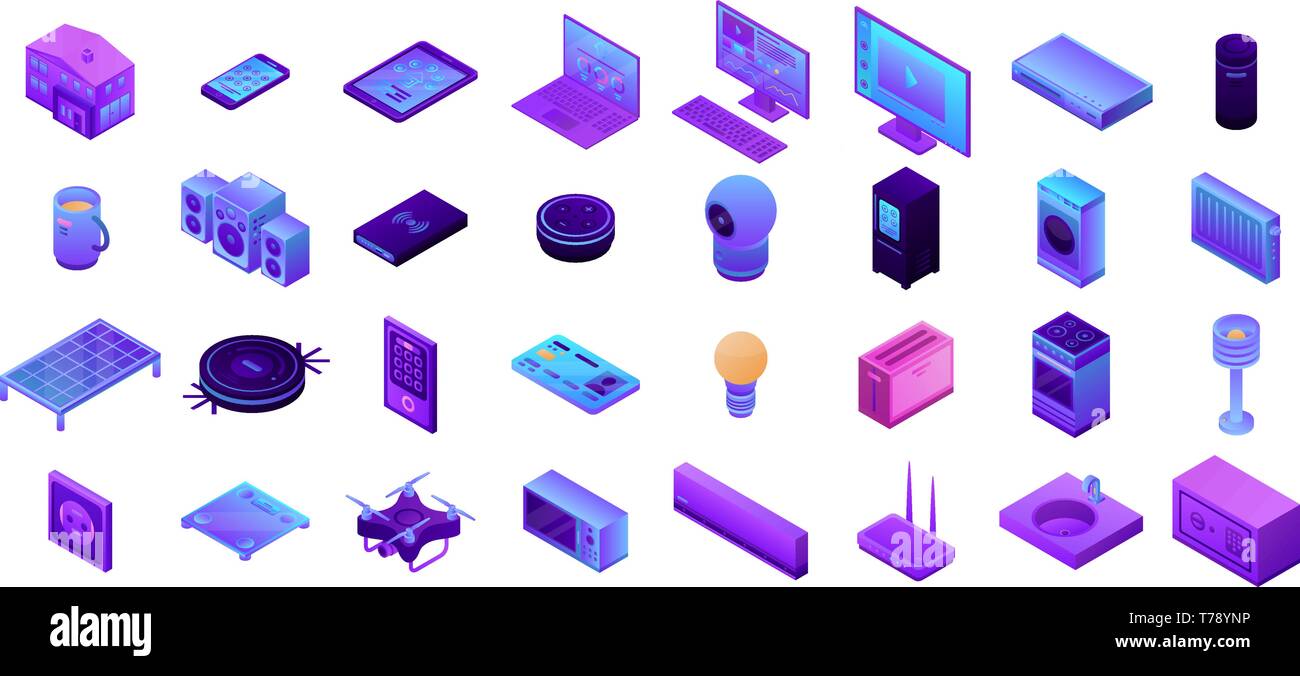 Smart home icons set, isometric style Stock Vector Image & Art - Alamy