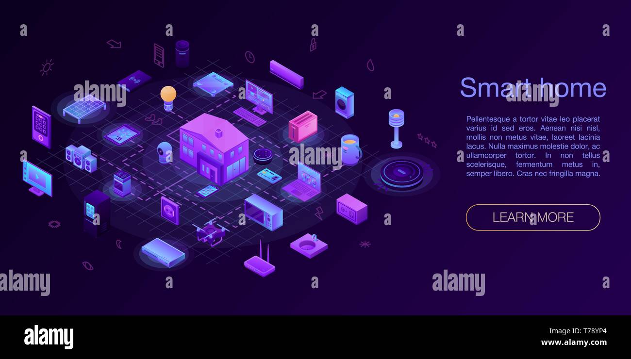Smart house concept banner, isometric style Stock Vector Image & Art ...