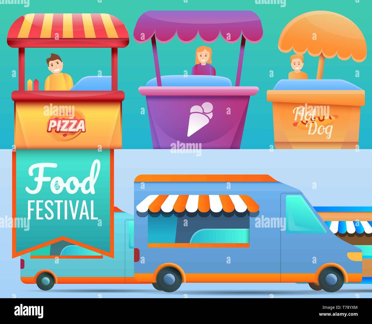 Food festival banner set. Cartoon illustration of food festival vector banner set for web design Stock Vector