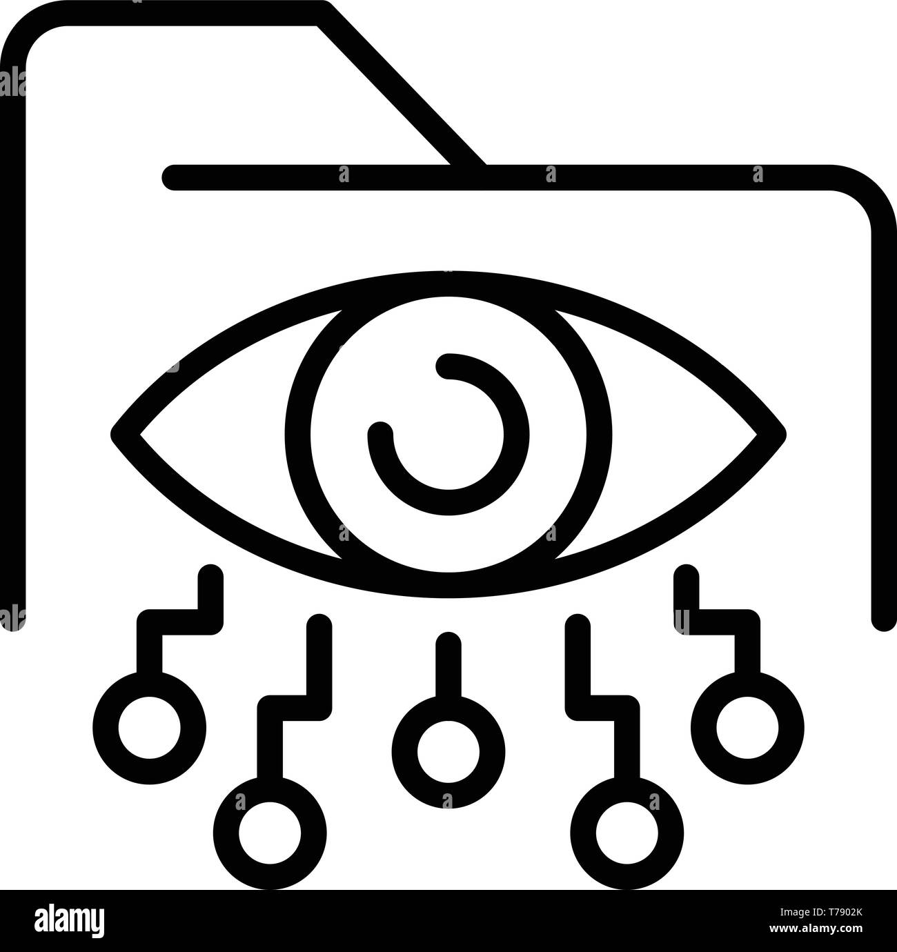 Folder eye network icon, outline style Stock Vector