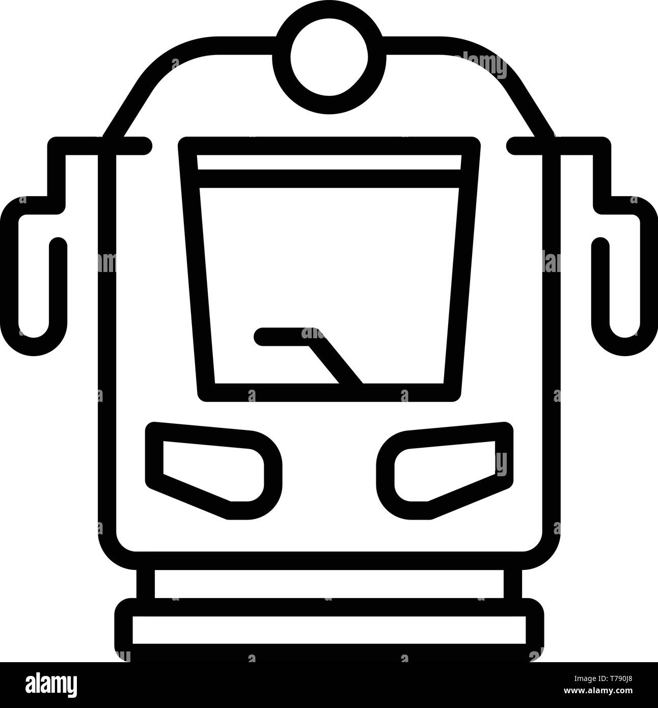 Train front view icon, outline style Stock Vector