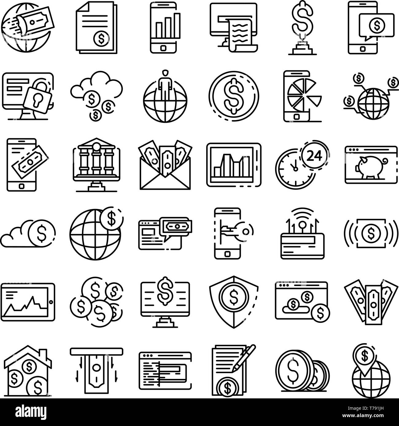 Internet banking icons set, outline style Stock Vector Image & Art - Alamy
