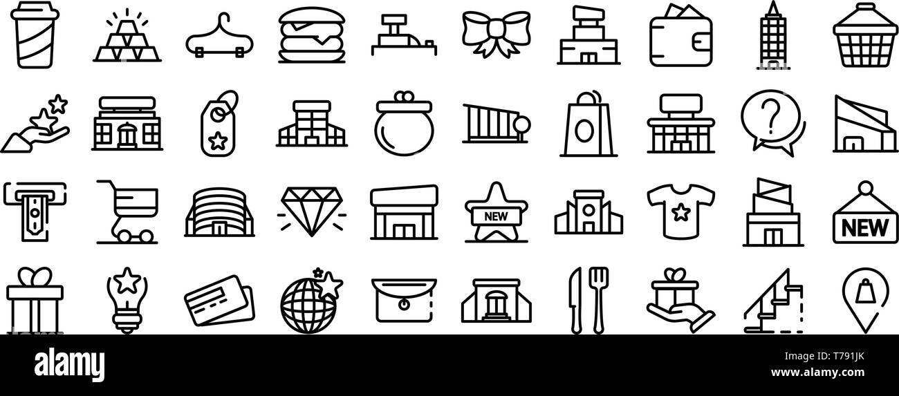 Mall icons set, outline style Stock Vector Image & Art - Alamy