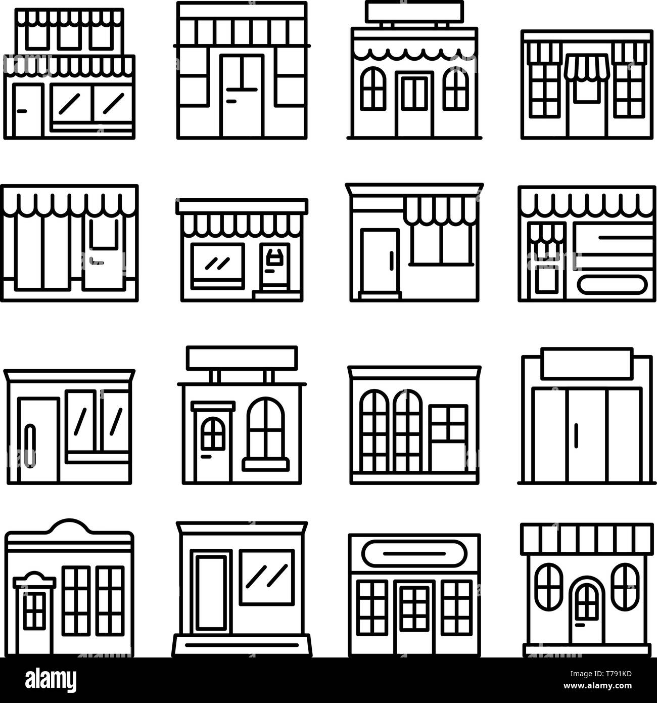 Local business icons set, outline style Stock Vector Image & Art - Alamy