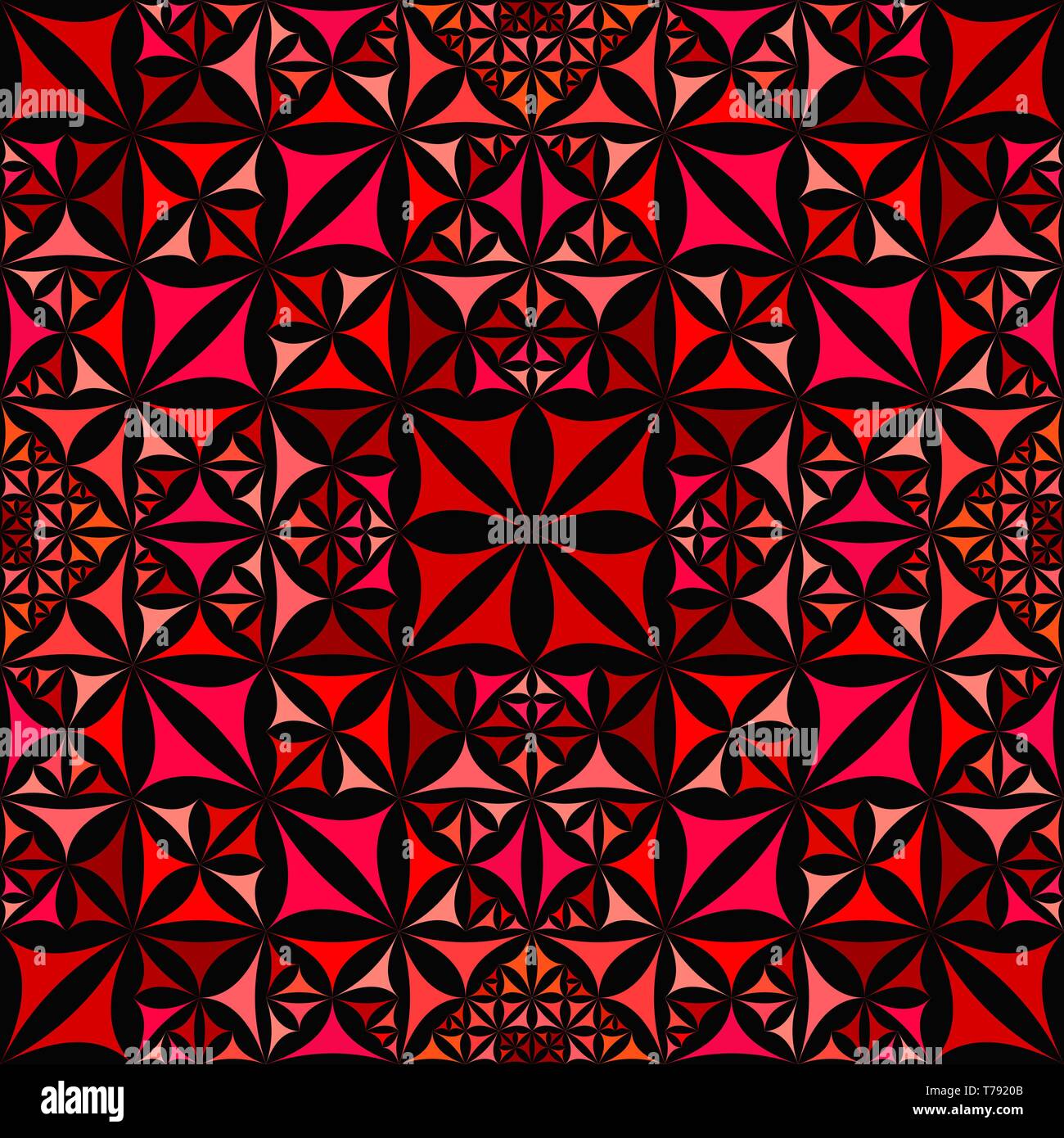 Red abstract seamless curved triangle mosaic kaleidoscope wallpaper