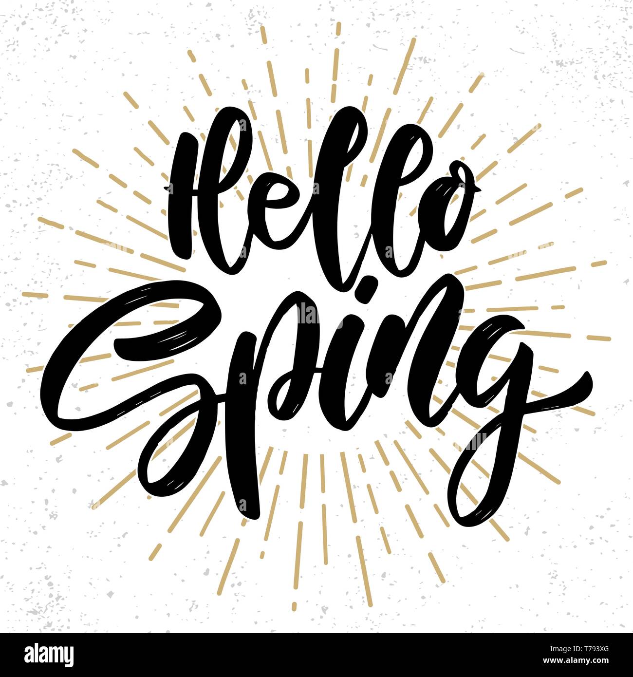 Hello spring text. Vector lettering phrase for poster, greeting card ...