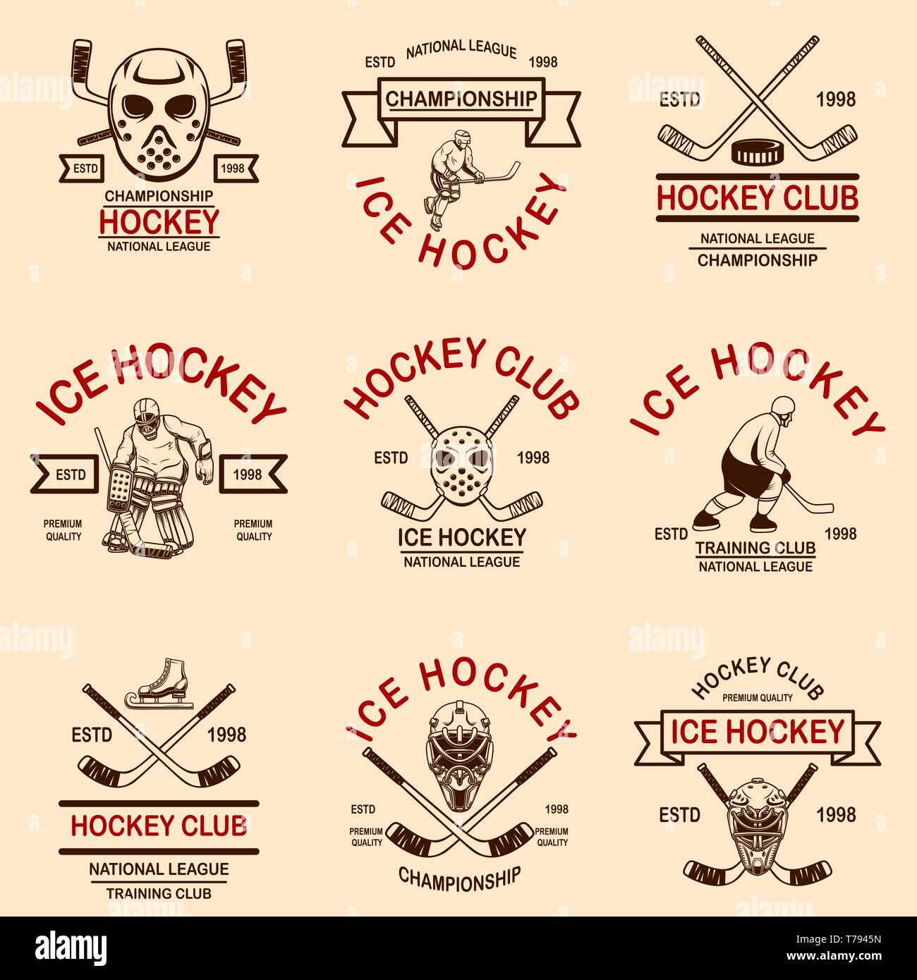 Premium Vector  Hockey championship logo