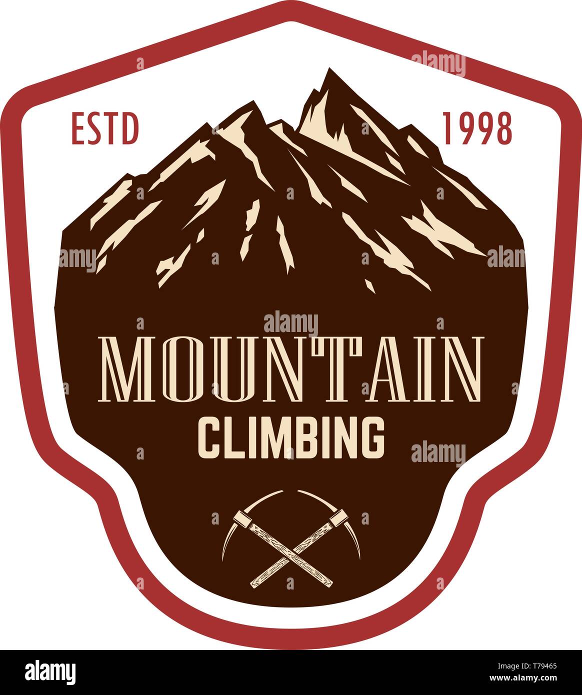 Mountain tourism emblem. Design element for logo, label, sign, poster ...