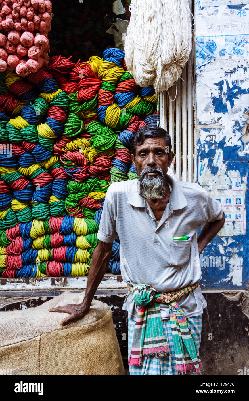 Dhaka, Bangladesh A jute ropes vendor stands by his shop in Old Dhaka