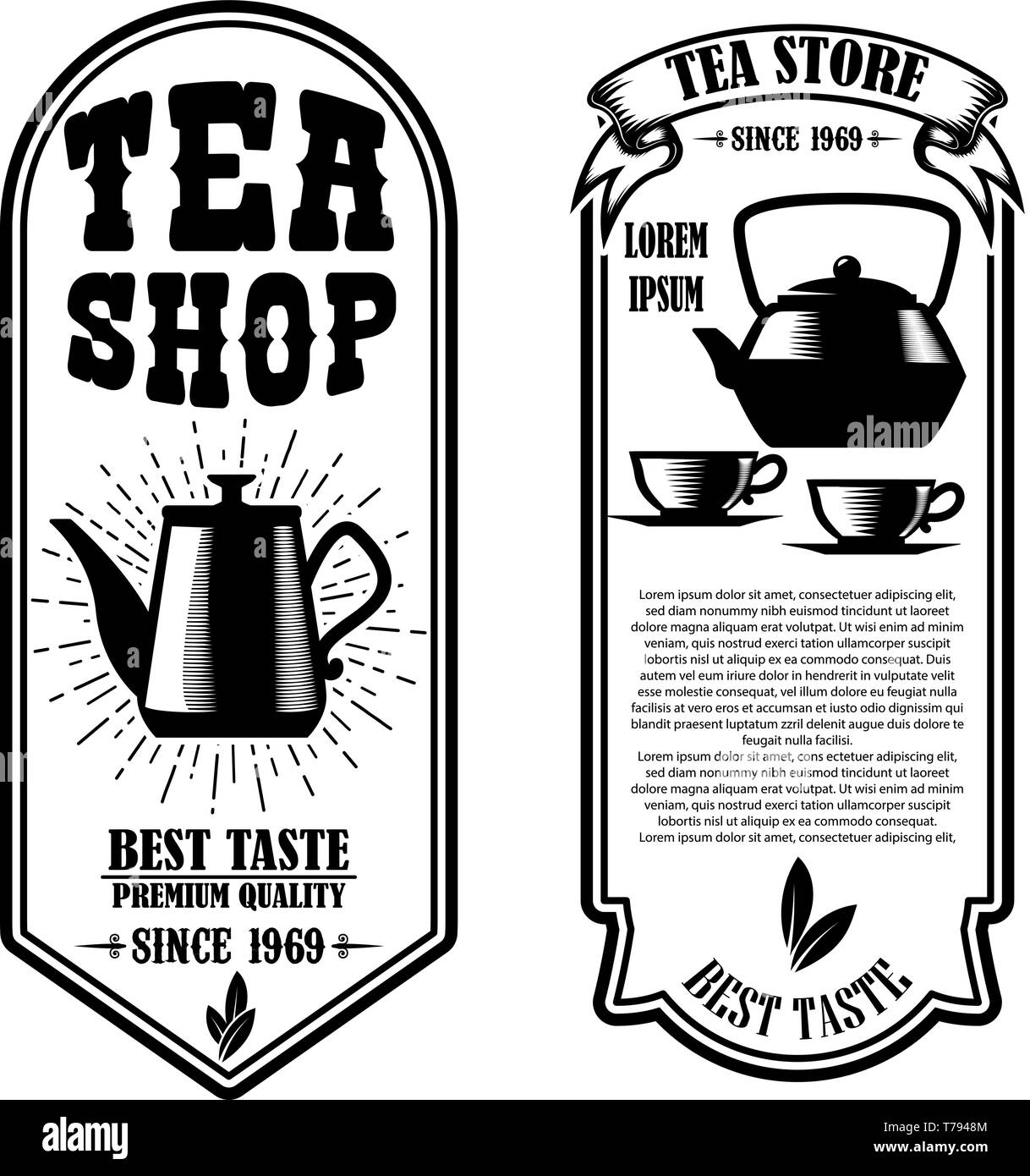 Tea shop flyer. Design element for logo, label, sign, poster, banner