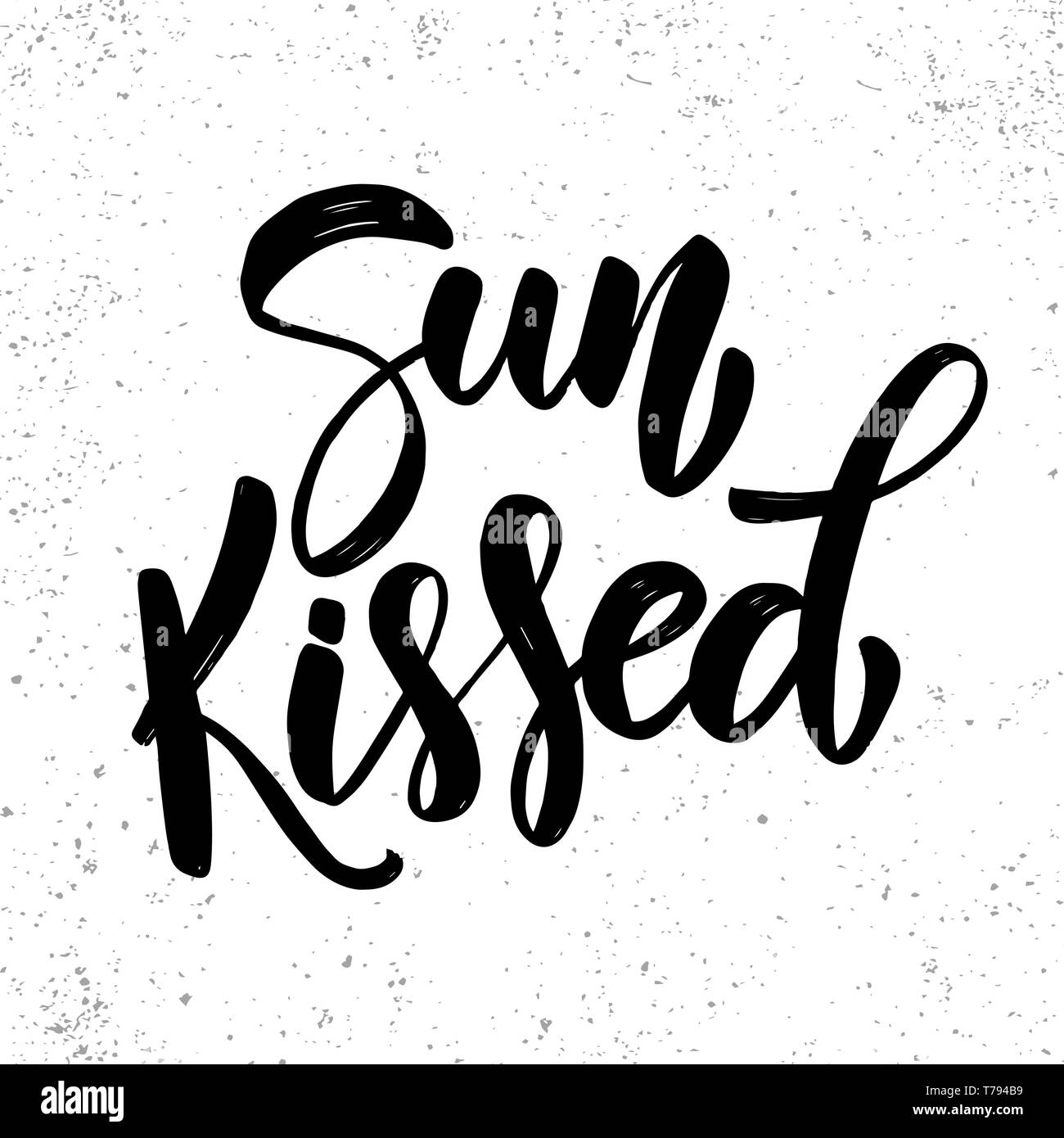Sun kissed. Lettering phrase on light background. Design element for
