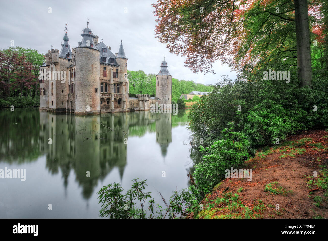 Borrekens Castle, Vorselaar, Antwerp, Belgium, Europe Stock Photo