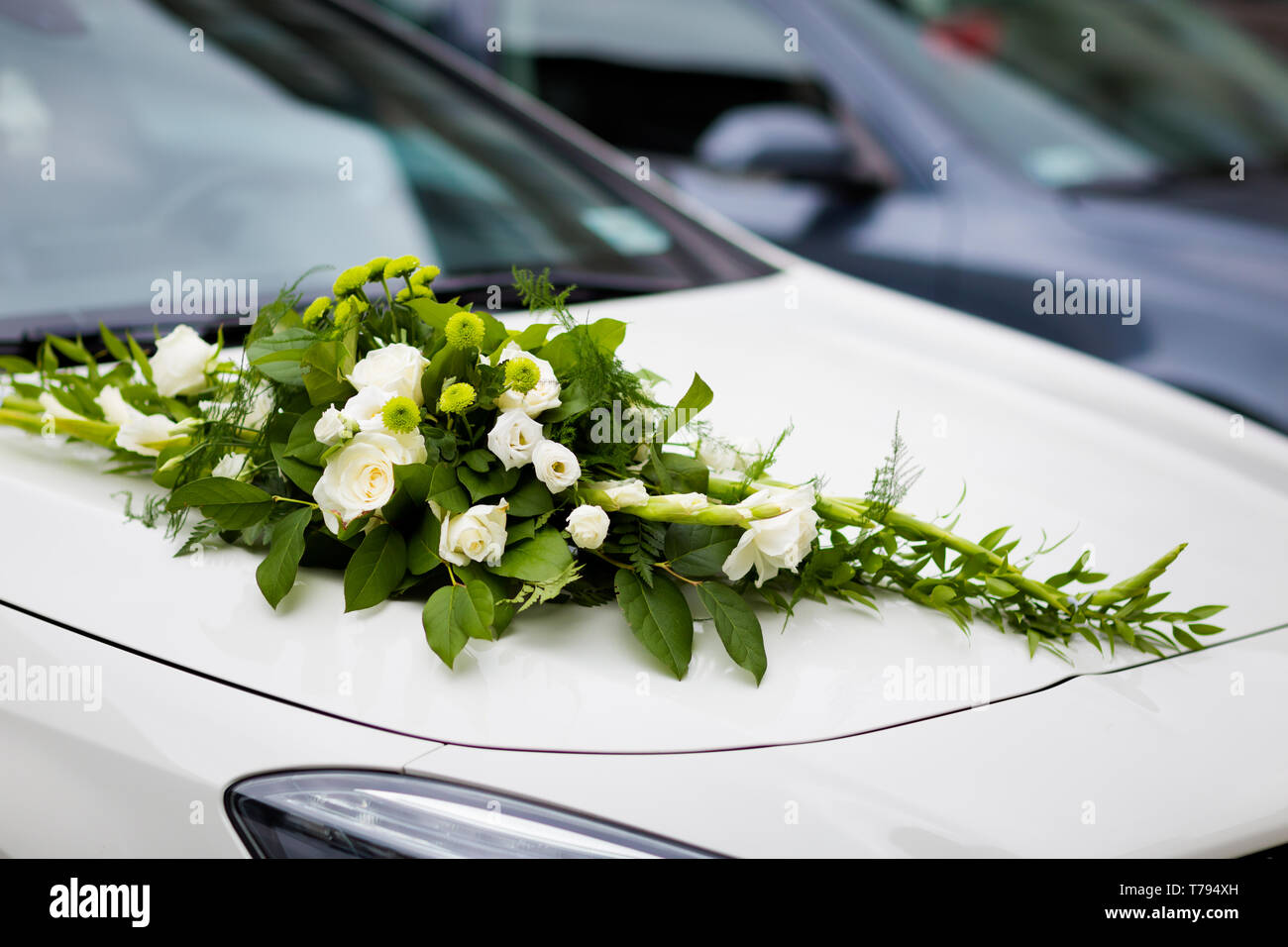 Wedding detail - beautiful car decoration made of flowers Stock ...
