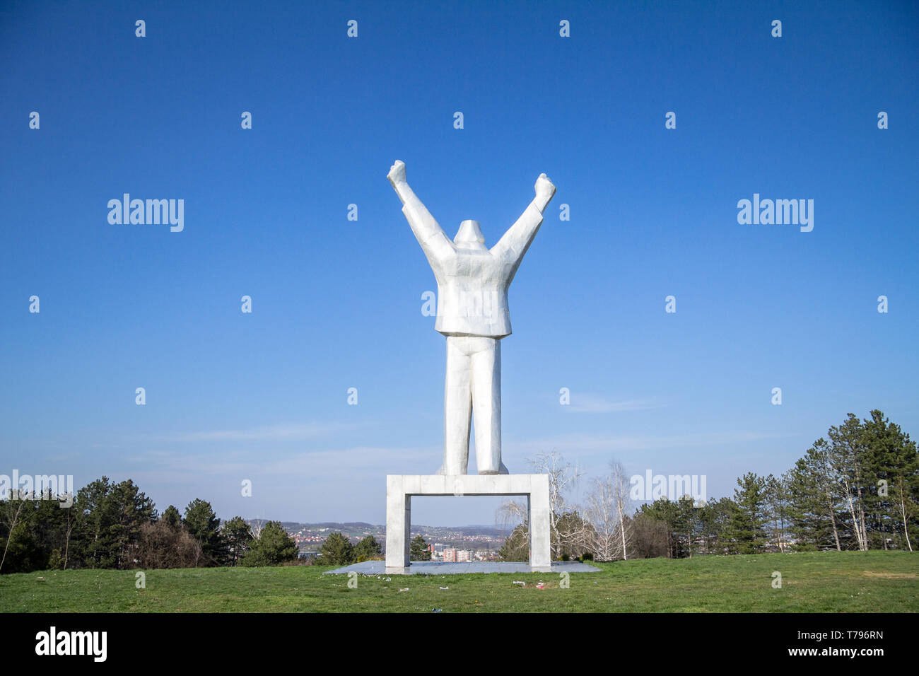 VALJEVO, SERBIA - APRIL 11, 2015: Monument to Stjepan Filipovic, a Yugoslav Communist partizan killed by nazis, author of the slogan Smrt Fasizmu Slob Stock Photo