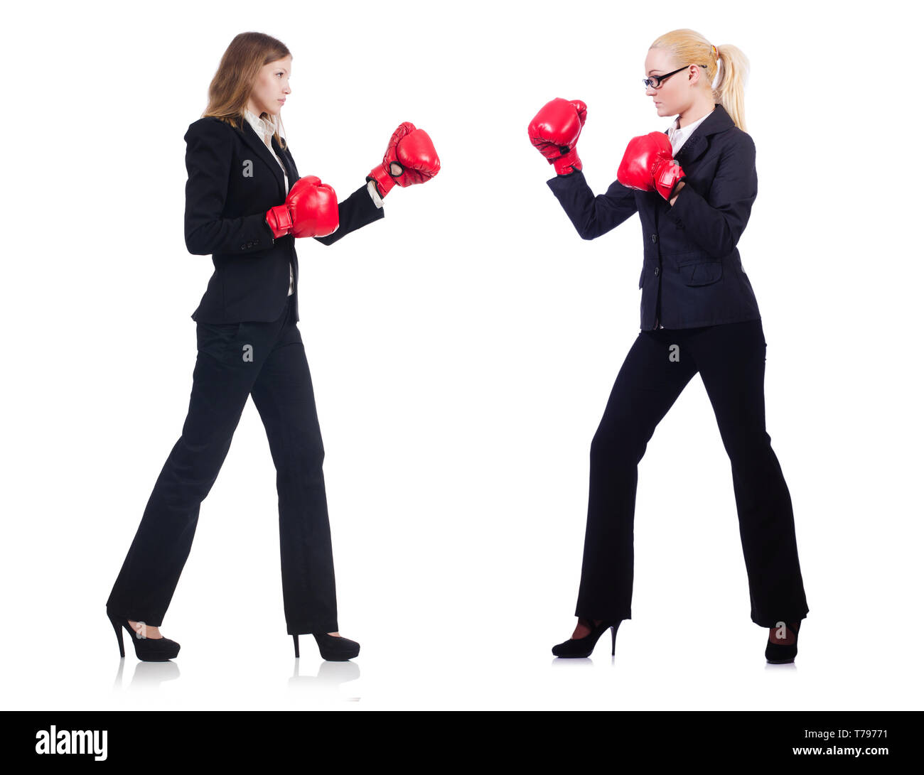 Pair in funny boxing concept Stock Photo