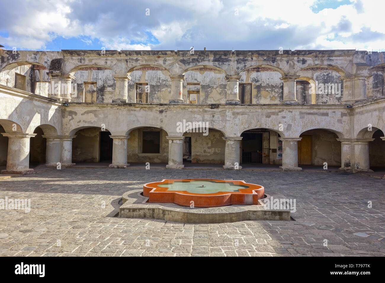 Santa Teresa De Jesus Monastery and Temple Courtyard in Old City Antigua Guatemala, a Unesco World Heritage Site Stock Photo
