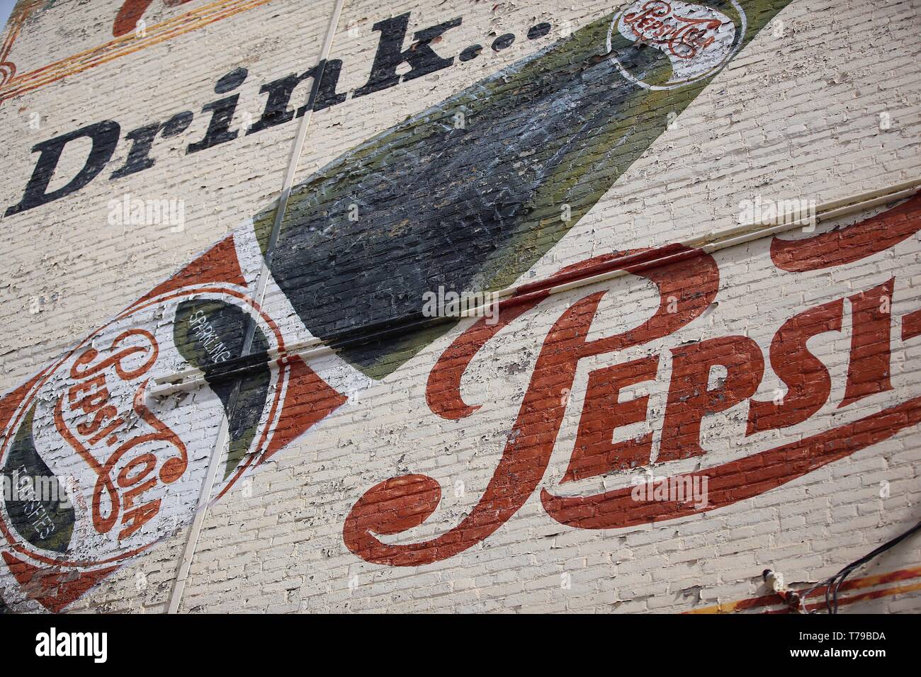 Old Wall Pepsi Sign Painted Stock Photo