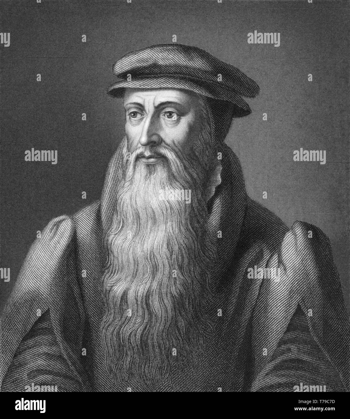 John Knox (c1513–1572) was a Scottish minister, theologian, and writer who was a leader of the Reformation in Scotland and was the founder of the Presbyterian Church of Scotland. Stock Photo
