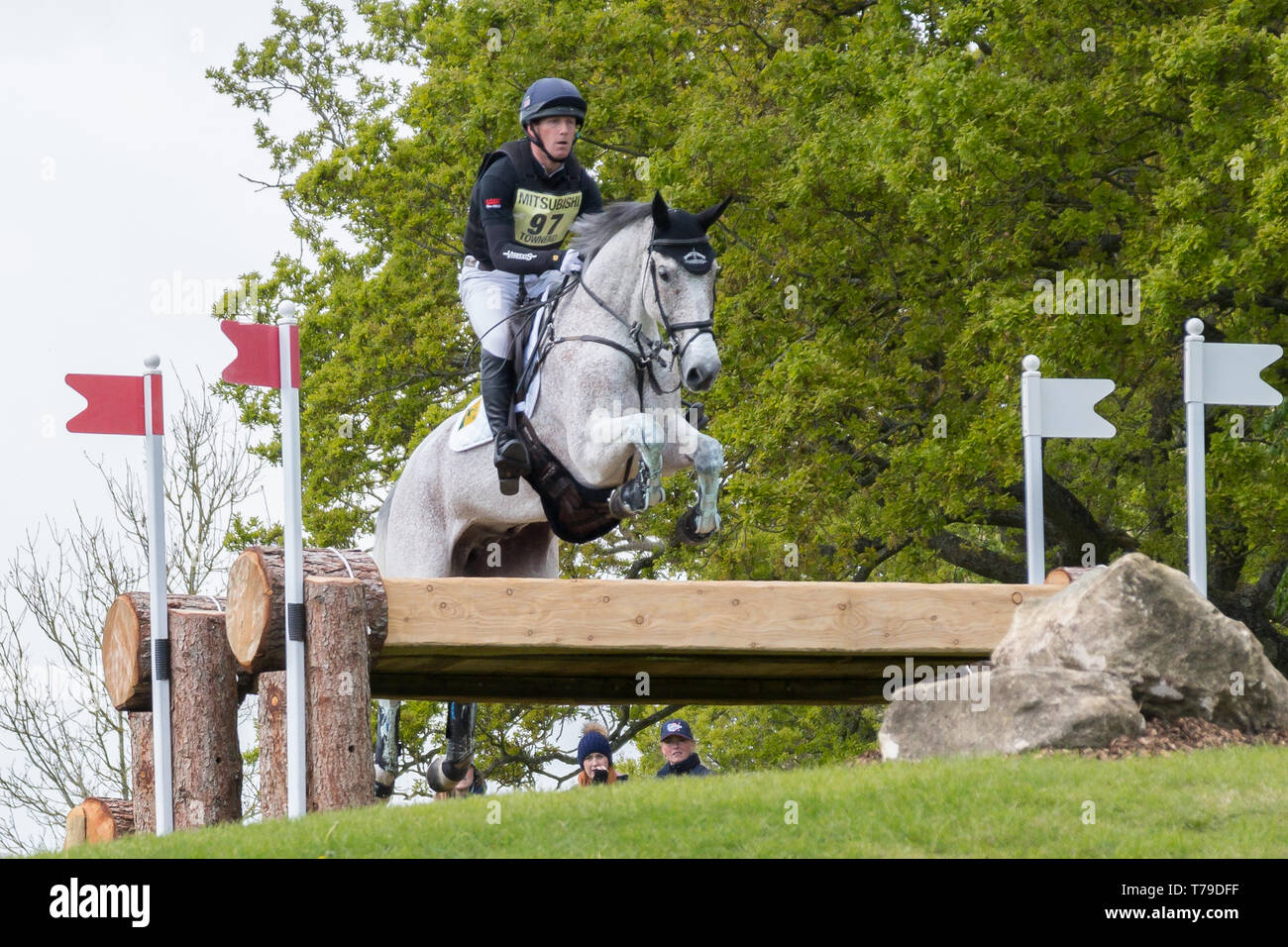 Oliver Townend (GBR) and  Ballaghmor Class  taking part in the cross country phase Mitsubishi Motors Badminton Horse Trials, Badminton , Gloucestershi Stock Photo