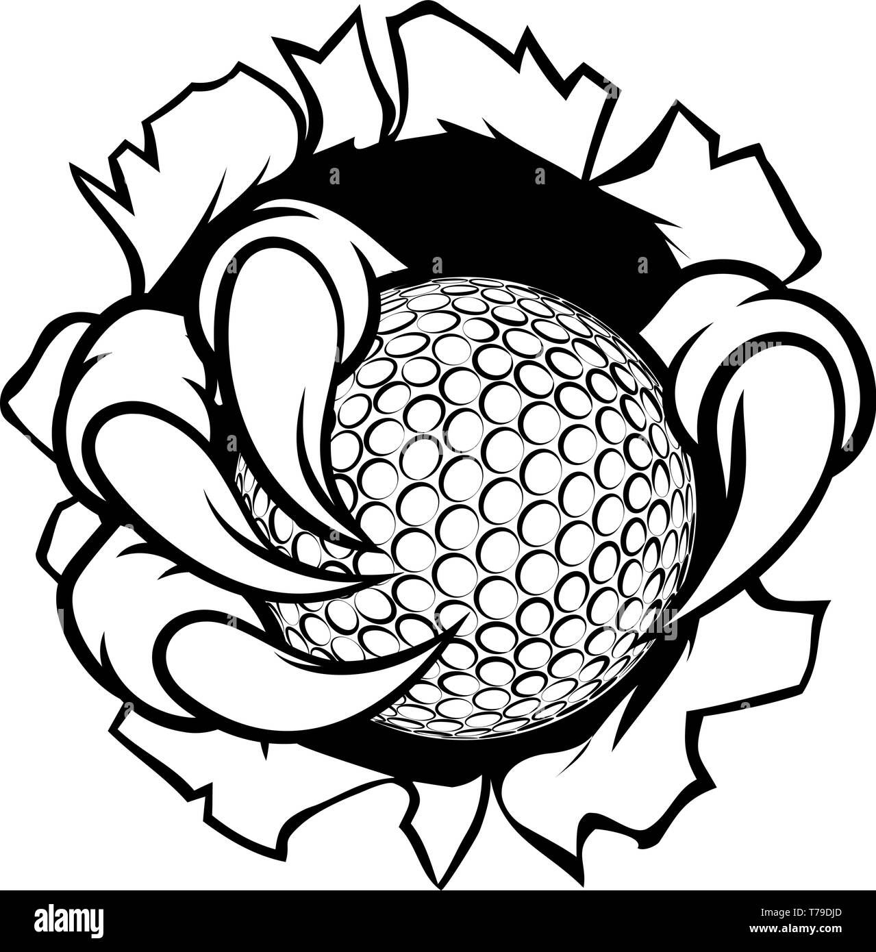 Golf Ball Eagle Claw Talons Tearing Background Stock Vector