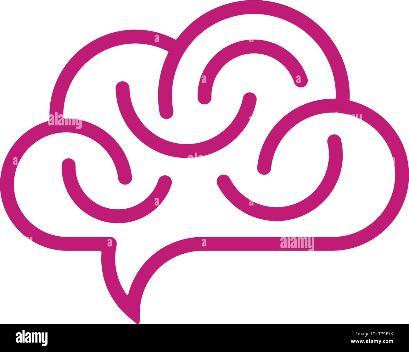 Brain and cloud shaped speech bubble on white background. Creative idea icon. Stock Vector