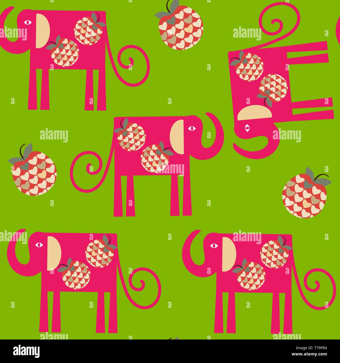 Elephants seamless pattern. It is located in swatch menu, vector Stock Vector