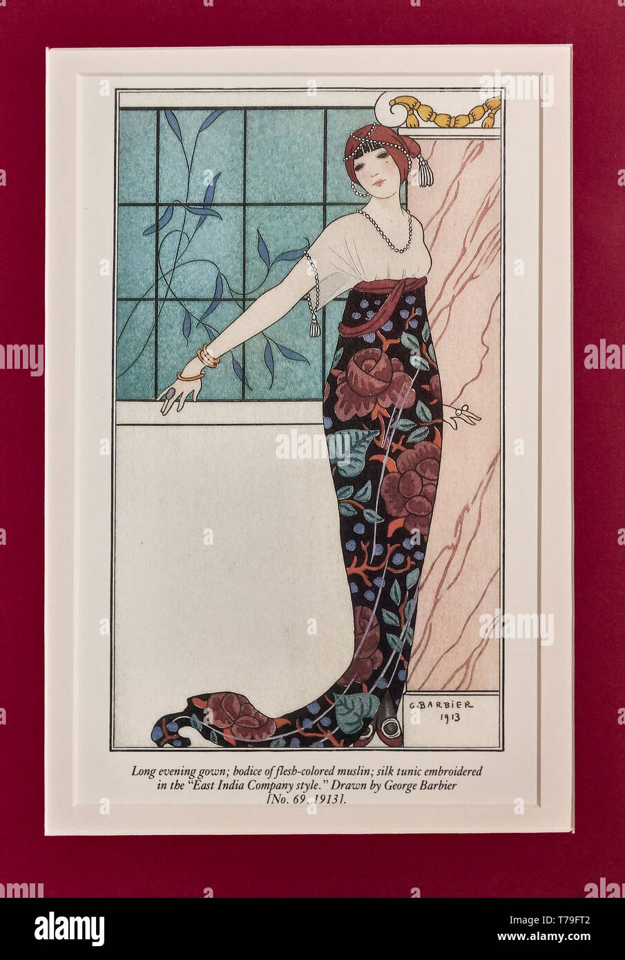 Illustrazione d'epoca  di George Barbier (stile Art Déco): modello di abito (inizio XX secolo).  [ENG]  Vintage illustration by George Barbier (Art Dé Stock Photo