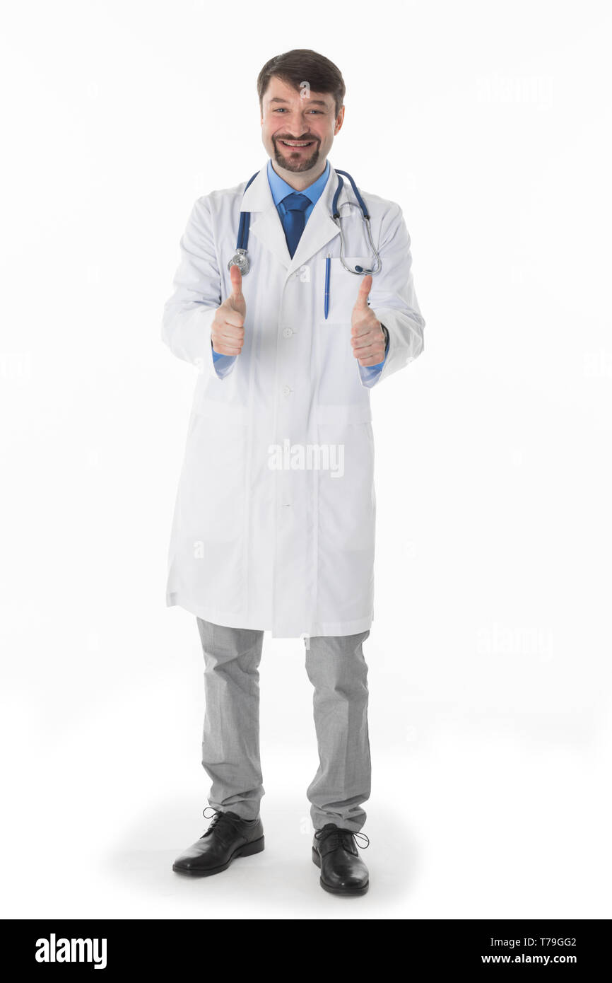 Cheerful doctor showing thumbs up hi-res stock photography and images ...