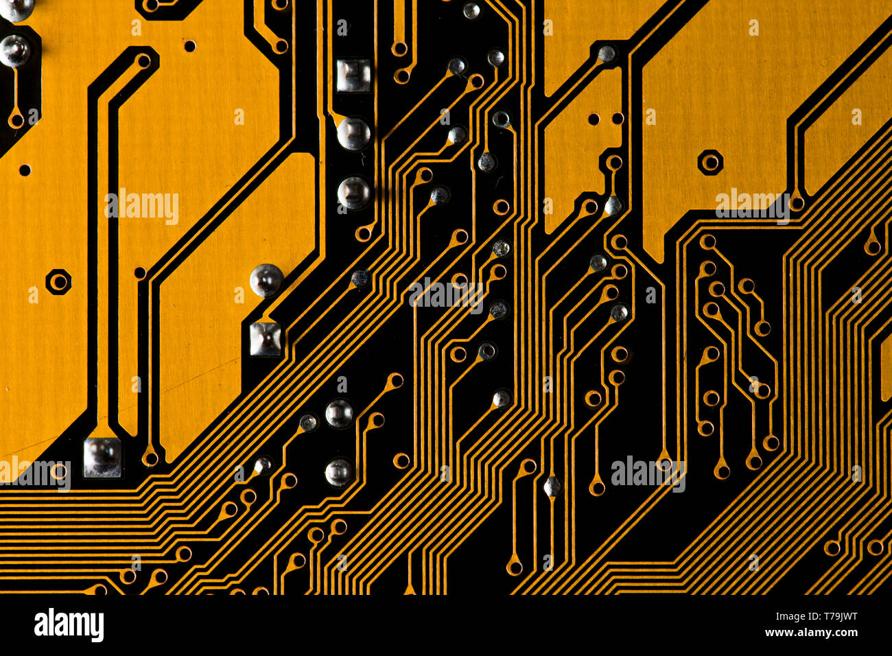 Macro picture of yellow printed circuit board - PCB texture Stock Photo ...