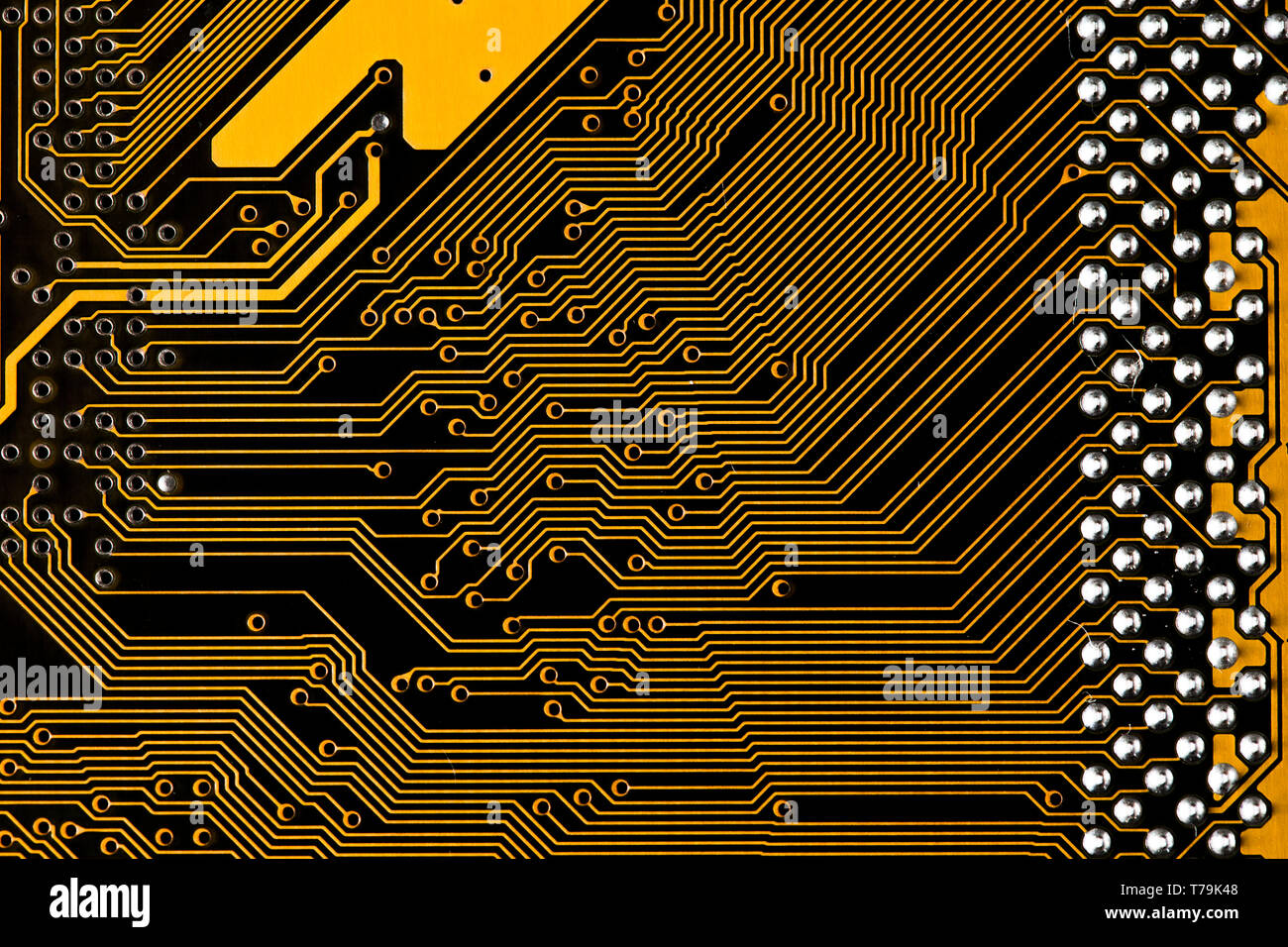 Macro picture of yellow printed circuit board - PCB texture Stock Photo ...