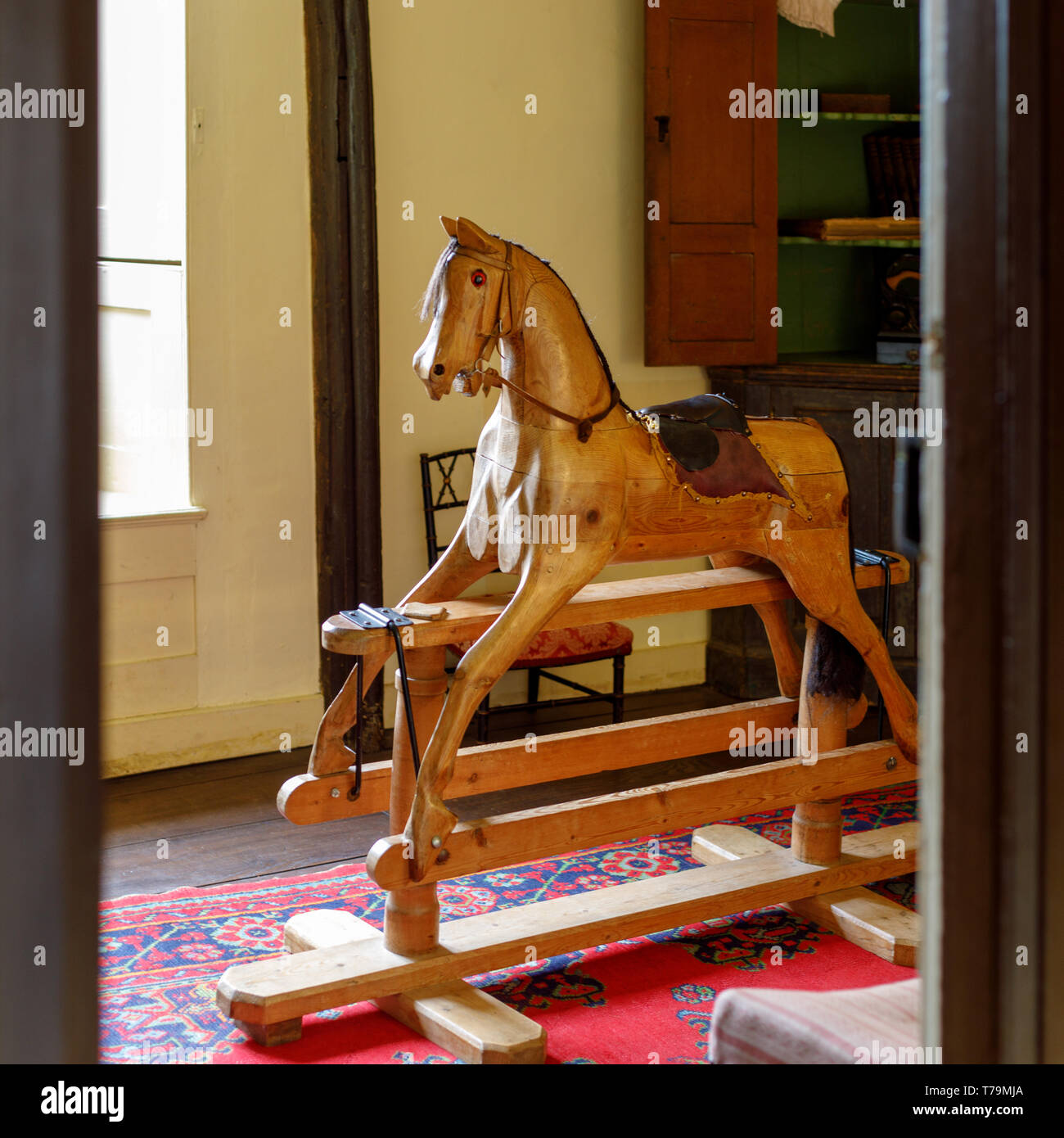 child's wooden rocking horse