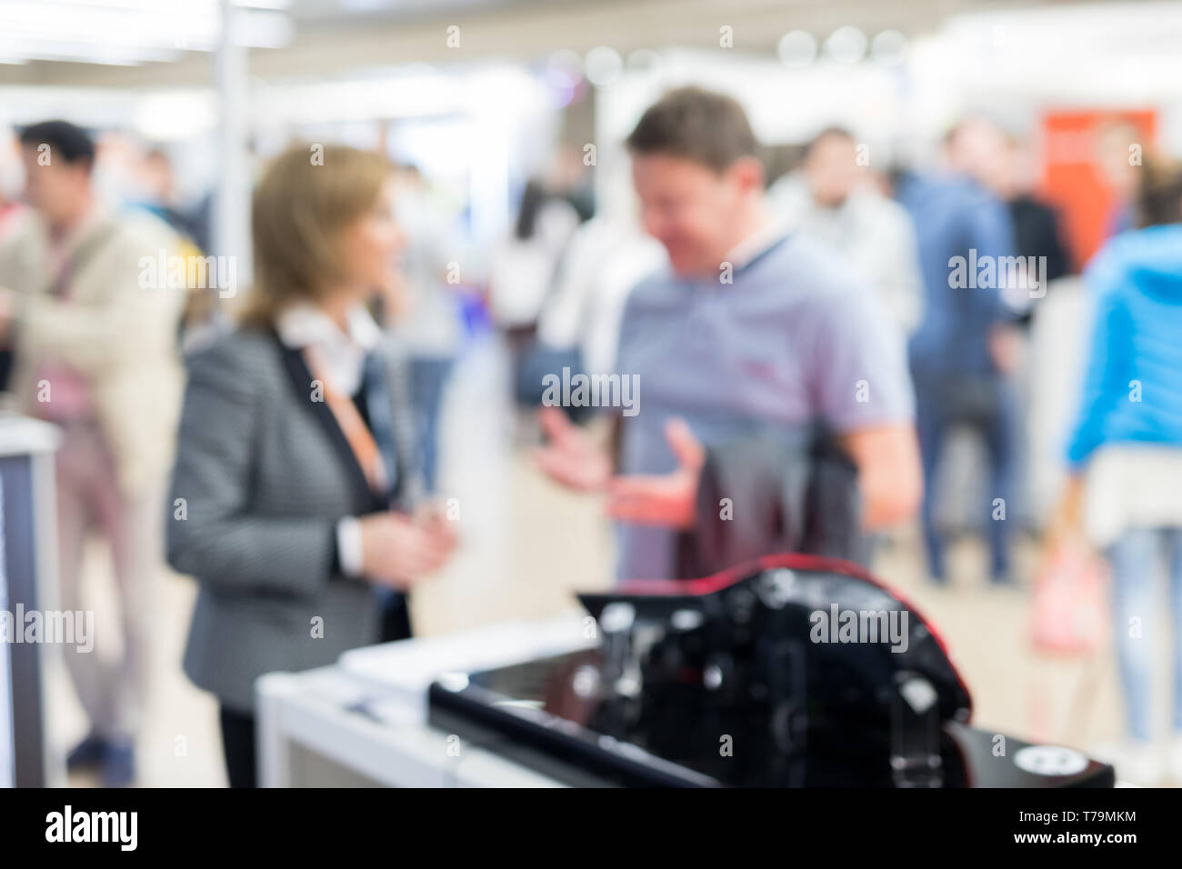 Blured image of businesspeople socializing and networking at business and entrepreneurship meeting. Stock Photo