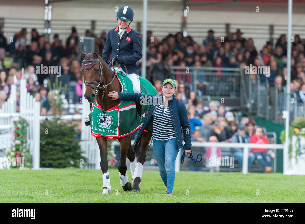 Piggy French and Amy Phillips at the prize giving ceremony of the  2019 Mitsubishi Motors Badminton Horse trials Stock Photo