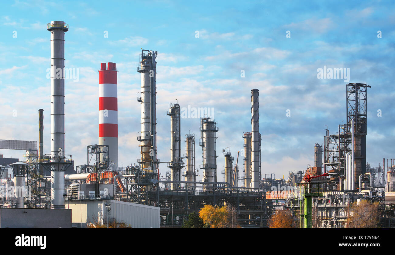 Oil and gas petrochemical plant, Industry factory Stock Photo