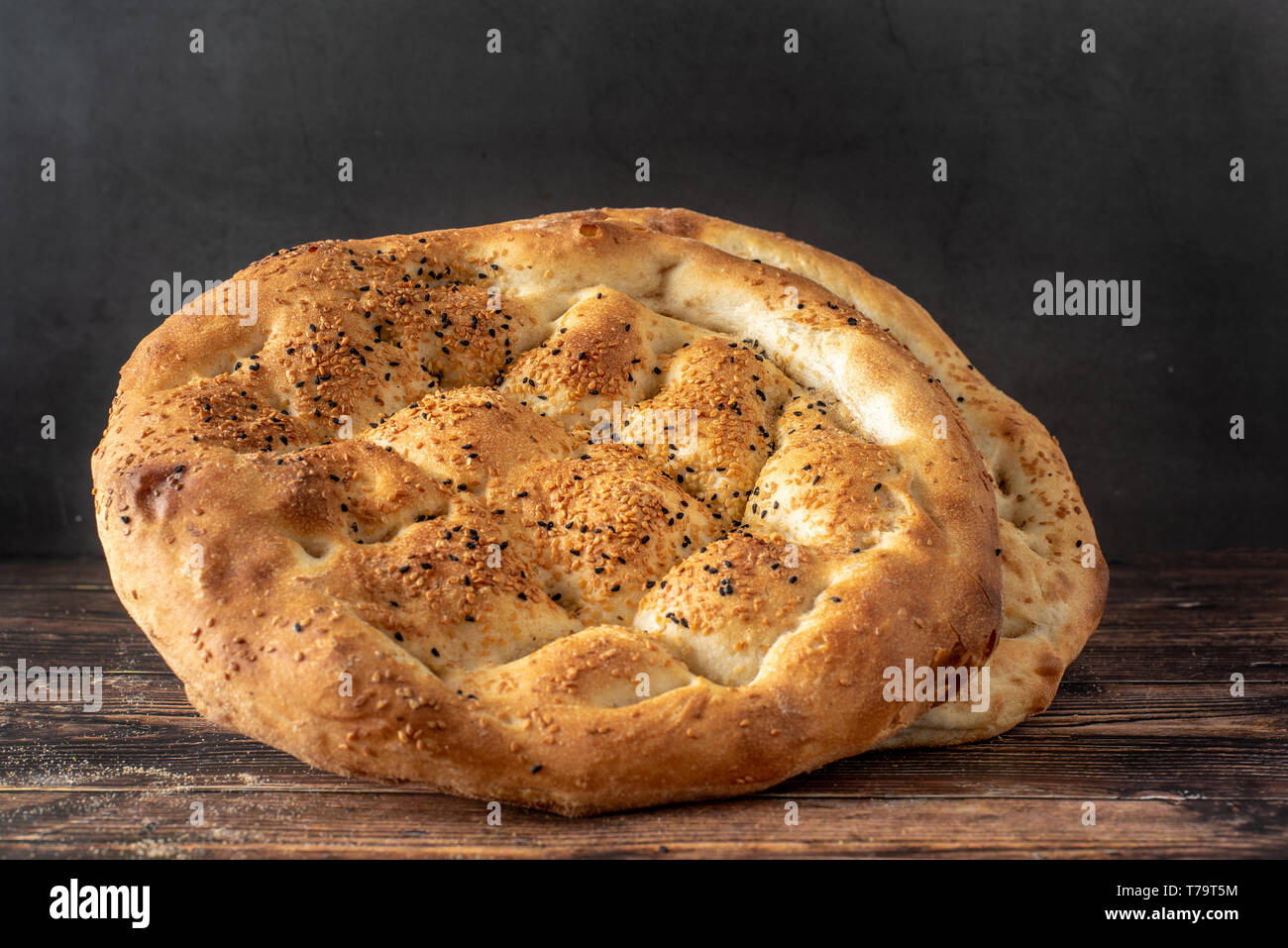 Ramadan Pita (Ramazan Pidesi) Traditional Turkish bread for holy month Ramadan Stock Photo