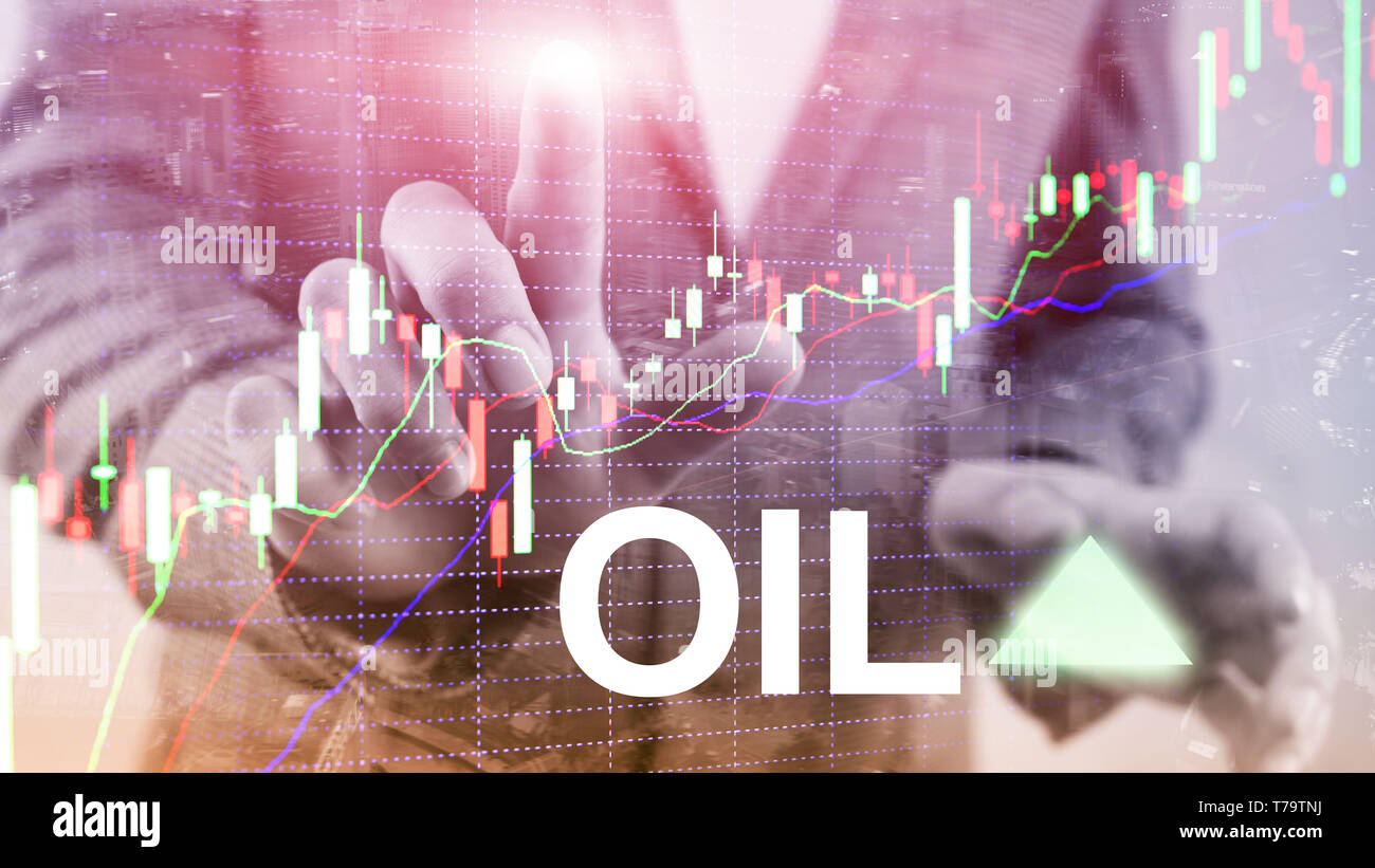Oil trend up. Crude oil price stock exchange trading up. Price oil up. Arrow rises. Abstract business background Stock Photo
